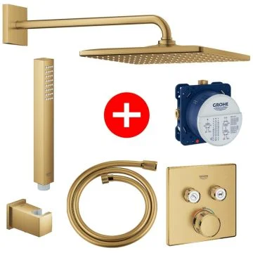 Set promo Sistem dus incastrat cu termostat Grohe Grohterm SmartControl, auriu mat
