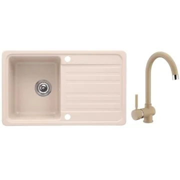 CasaBlanca Vera Set promo chiuveta bucatarie granit cu 1 cuva + baterie SAND4H), bej