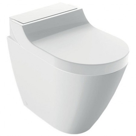 Set Vas WC cu bideu electronic pe pardoseala cu capac soft close automat si telecomanda Geberit AquaClean Tuma Classic Rimless 36x52 cm evacuare verticala