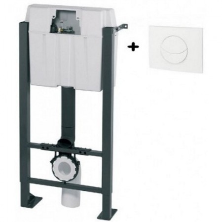 Wirquin Imageo Set rezervor WC incastrat cu cadru si clapeta de actionare, alb