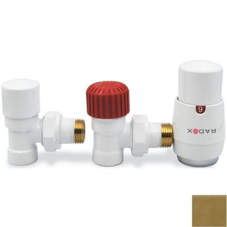 Radox Royal Kit robineti calorifer (radiator) pentru teava PEX, cu cap termostatic, auriu