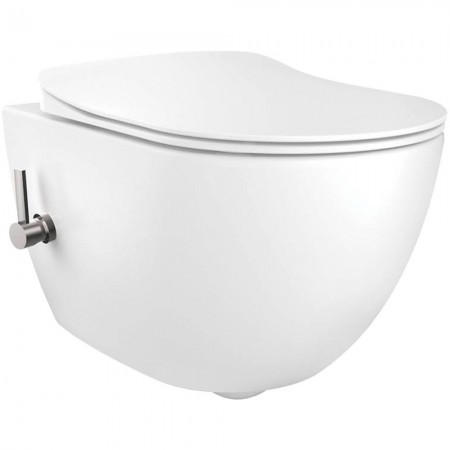Set Vas WC cu bideu suspendat cu capac soft close Deante Peonia Zero Rimless 35x51 cm evacuare orizontala