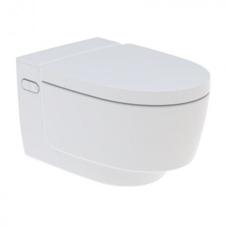 Set Vas WC cu bideu electronic suspendat cu capac soft close automat si telecomanda Geberit AquaClean Mera Classic 36x59 cm evacuare orizontala