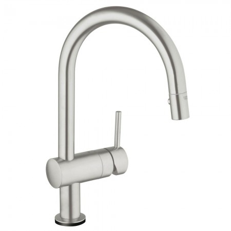 Grohe Minta Touch Baterie de bucatarie monocomanda electronica, cu dus extractibil, pipa in C, crom mat
