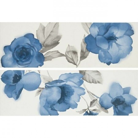 Marazzi Colourline White/Blue Decor 22x66 cm