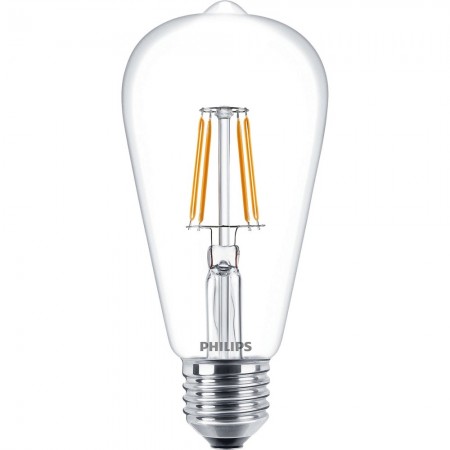 Philips Bec cu LED 4.3W, forma glob, filament retro, E27, lumina calda