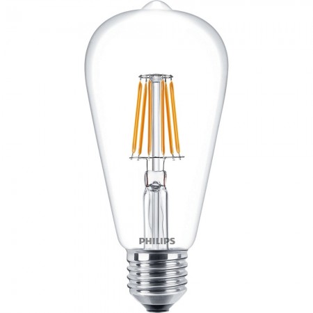 Philips Bec cu LED 7.5W, forma glob, filament retro, E27, lumina calda