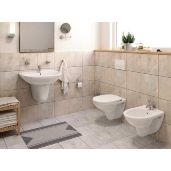 Appraisal throne half Roca Neo Fayans Set Vas WC suspendat Rimless cu rezervor, clapeta alba si  capac, WQ8F32620001099 - German Quality