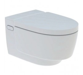 Set Vas WC cu bideu electronic suspendat cu capac soft close automat si telecomanda Geberit AquaClean Mera Comfort Rimless 39x59 cm evacuare orizontala, alb