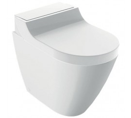 Set Vas WC cu bideu electronic pe pardoseala cu capac soft close automat si telecomanda Geberit AquaClean Tuma Classic Rimless 36x52 cm evacuare verticala