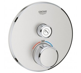 Grohe Grohtherm SmartControl Baterie dus cu termostat si 1 iesire, rotunda, aspect inox (supersteel)