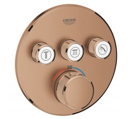 Grohe Grohtherm SmartControl Baterie dus cu termostat si 3 iesiri, rotunda, cupru mat (brushed warm sunset)