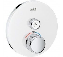 Grohe Grohtherm SmartControl Baterie dus cu termostat, rotunda, alb
