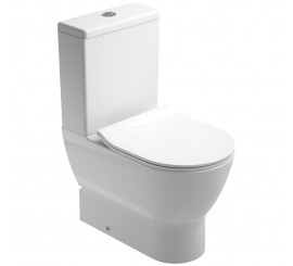 Vas WC pe pardoseala Gala Emma Round Compact Rimless 36x60 cm evacuare verticala, lipit de perete