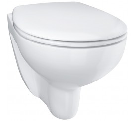 Set Vas WC suspendat cu capac soft close Grohe Bau Ceramic Rimless 37x53 cm evacuare orizontala