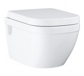 Set Vas WC suspendat cu capac soft-close Grohe Euro Ceramic Rimless 37x54 cm evacuare orizontala