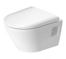 Set Vas WC suspendat cu capac soft close Duravit D-Neo Compact Rimless 36x48 cm evacuare orizontala