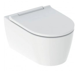 Set Vas WC suspendat cu capac soft close Geberit One 37x54 cm evacuare orizontala, alb