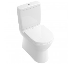 Set Vas WC pe pardoseala cu rezervor aparent si capac soft close Villeroy & Boch O.Novo 36x64 cm evacuare orizontala, lipit de perete
