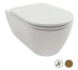 Vas WC suspendat Hatria Fusion Alchemy Rimless 36x54 cm evacuare orizontala, maro inchis (crete)