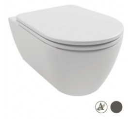Vas WC suspendat Hatria Fusion Alchemy Rimless 36x54 cm evacuare orizontala, gri inchis (ash)