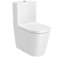 Vas WC pe pardoseala Roca Inspira Round Rimless 37x65 cm evacuare orizontala sau verticala, alb