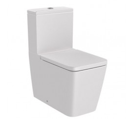 Vas WC pe pardoseala Roca Inspira Square Rimless 36x65 cm evacuare orizontala sau verticala, lipit de perete, alb (pearl)