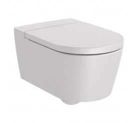 Vas WC suspendat Roca Inspira Round Rimless 37x56 cm evacuare orizontala, alb (pearl)