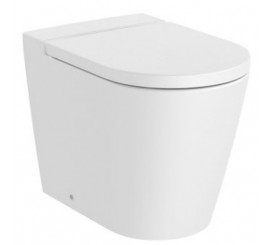 Vas WC pe pardoseala Roca Inspira Round Rimless 37x56 cm evacuare orizontala sau verticala, lipit de perete, alb mat