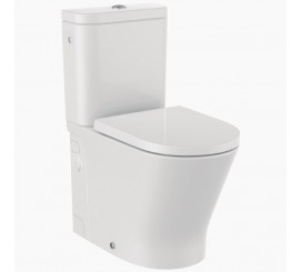 Set Vas WC pe pardoseala cu rezervor aparent si capac soft close Roca The Gap D-Trit Rimless 36x64 cm evacuare orizontala