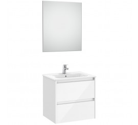 Set mobilier baie (masca 60x46xH57 cm, lavoar si oglinda cu iluminare LED) Roca Tenet Unik, alb