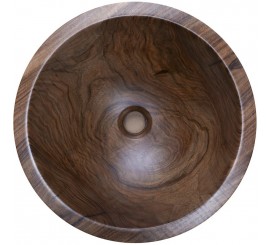Chiuveta baie pe blat, maro, rotunda Antim Afzaro 45x45 cm, din lemn masiv, nuc
