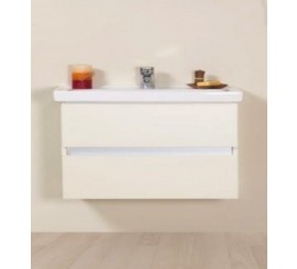 Set promo mobilier baie (masca cu 2 sertare si lavoar) Arthema Frame 80 cm, alb mat