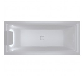 Cada baie dreptunghiulara Riho Still Square Fall acril 180x80 cm, cu tetiera LED si umplere prin preaplin tip cascada, alb