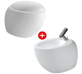 Set Vas WC pe pardoseala cu capac soft close si bideu Laufen Il Bagno Alessi One 39x59 cm evacuare orizontala sau verticala