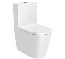 Set Vas WC pe pardoseala cu rezervor aparent si capac soft close Roca Inspira Round Rimless 37x65 cm evacuare orizontala sau verticala, alb