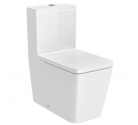 Set Vas WC pe pardoseala cu rezervor aparent si capac soft close Roca Inspira Square Rimless 36x65 cm evacuare orizontala sau verticala, alb