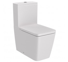 Set Vas WC pe pardoseala cu rezervor aparent si capac soft close Roca Inspira Square Rimless 36x65 cm evacuare orizontala sau verticala, alb (pearl)
