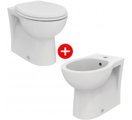 Set Vas WC pe pardoseala cu capac si bideu Ideal Standard Eurovit 36x53 cm evacuare orizontala
