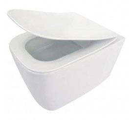 Set Vas WC suspendat cu capac soft close Deante Hiacynt Rimless 35x49 cm evacuare orizontala