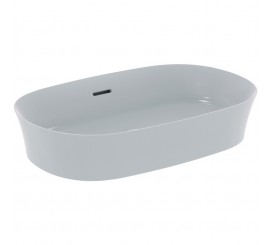 Lavoar baie pe blat, gri deschis, oval Ideal Standard Ipalyss 60x38 cm, cu preaplin si fara gaura