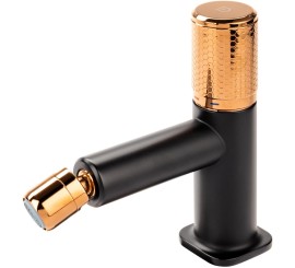 FDesign Ardesie Baterie bideu monocomanda cu ventil, negru mat/rose gold