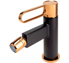 FDesign Zaffiro Baterie bideu monocomanda cu ventil, negru mat/rose gold