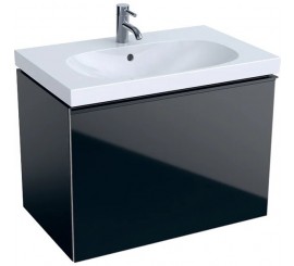 Geberit Acanto Masca lavoar baie cu sertar sticla neagra 74x48 cm, corp negru mat