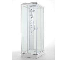 Cabina dus hidromasaj patrata cu usi glisante Glass Archimede Shower 100x100 cm