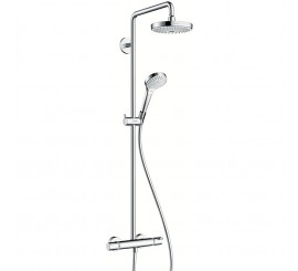 Coloana dus cu baterie si termostat Hansgrohe Croma Select S 180 2jet, alb/crom