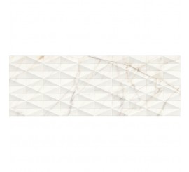Faianta baie / bucatarie rectificata alba 40x120 cm, Marazzi Allmarble Wall Golden White Satin Struttura Pave 3D
