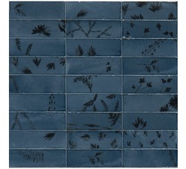 Decor interior albastru 5x15 cm, Marazzi Rice Blu Leaf Lux