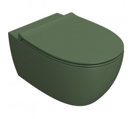 Vas WC suspendat Globo 4All Rimless 36x54 cm evacuare orizontala, verde deschis mat (felce)