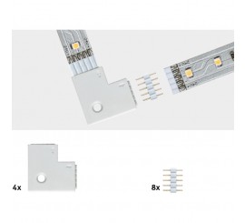 Paulmann MaxLED Set conector banda LED 90°, 8 bucati, alb
